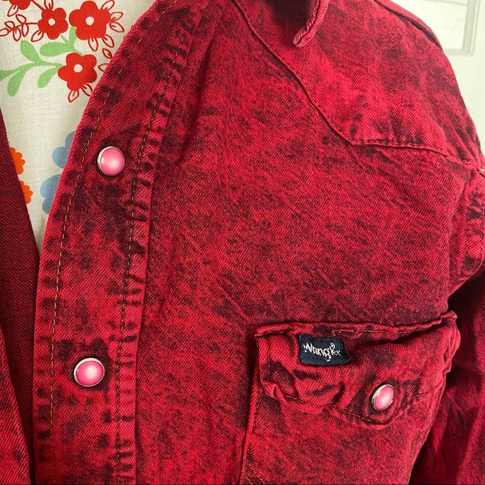 Deep Red Washed Chambray Jacket - image 2